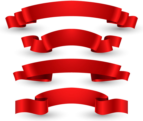 600x508 Red Glossy Ribbon Set Free Vector In Adobe Illustrator Ai ( .ai