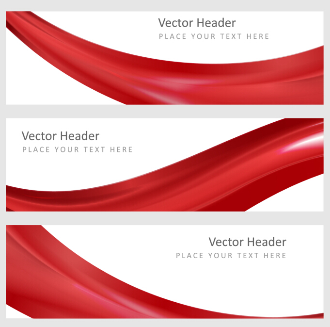 681x674 Red Wavy Banners Vector Set 01 Free Download