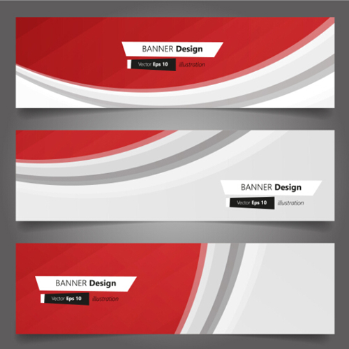 500x500 Red Wavy Banners Vector Set 02 Free Download