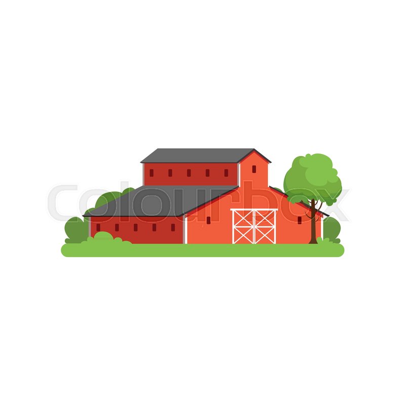 800x800 Red Barn, Agricultural Farm Building, Countryside Life Object