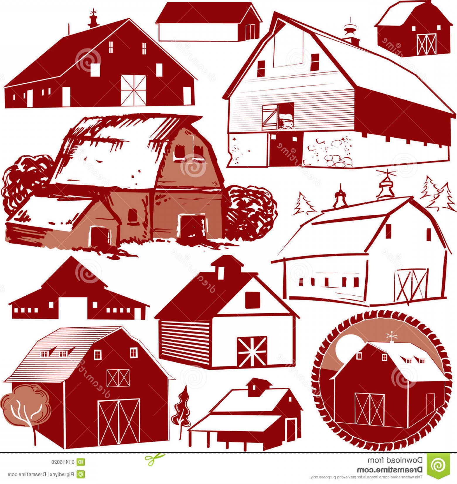 1560x1650 Stock Photo Barn Collection Clip Art Various Red Barns Image