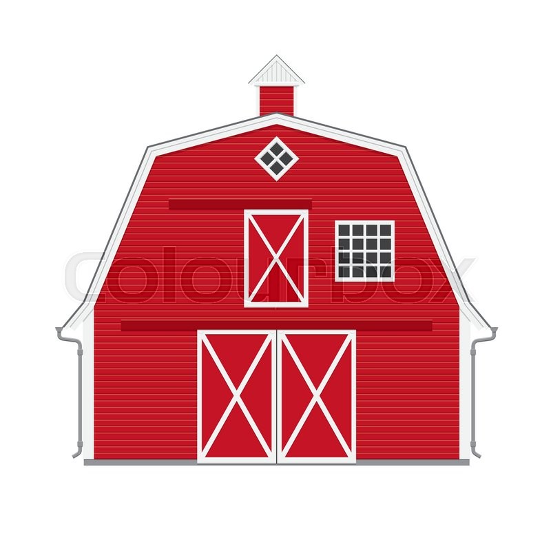 800x800 Vector Illustration Of Red Barn On White Background Stock Vector