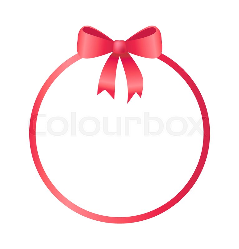 767x800 Round Frame Decorated By Red Bow Vector Illustration Isolated On