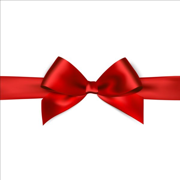 600x600 Shiny Red Ribbon Bows Vector Set 06 Free Download