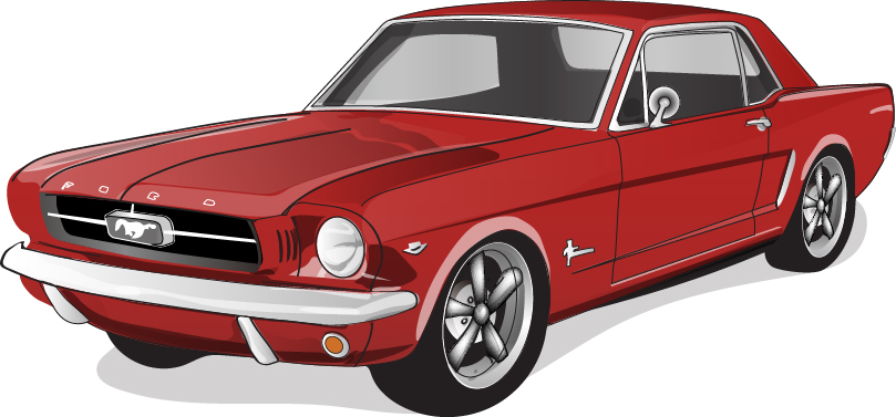 809x377 Red Vintage Car Vector Material 05 Free Download