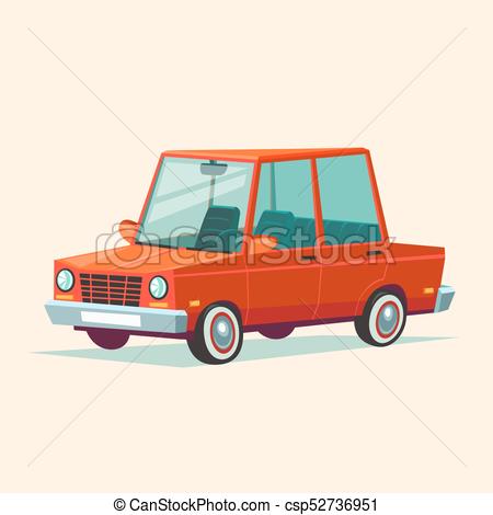 450x470 Cartoon Red Car. Vector Illustration Of Flat Design Red Car
