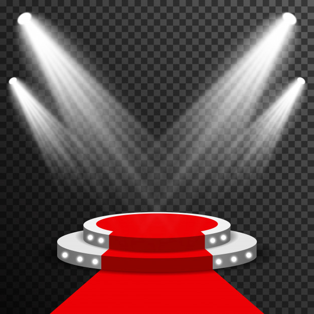 626x626 Stage Podium Illuminated With Red Carpet Vector Transparent Vector