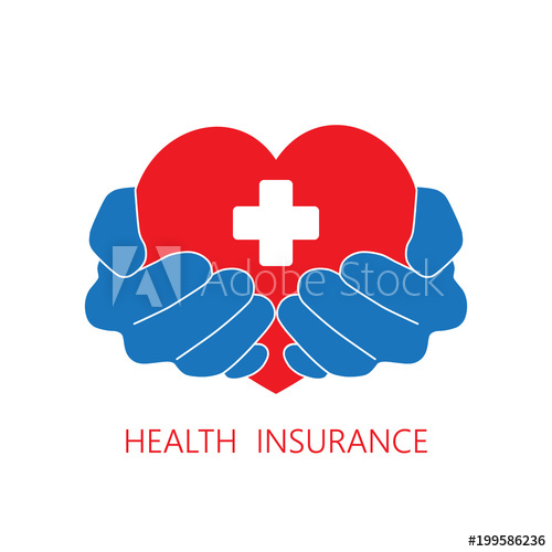 500x500 Health Insurance Icon Logo Vector Graphic Design. Hands And Red