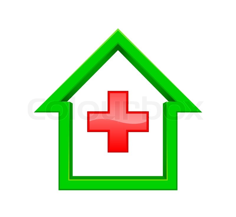 800x736 The Green House With A Red Cross Inside Stock Vector Colourbox
