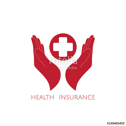 500x500 Health Insurance Icon Logo Vector Graphic Design. Hands And Red