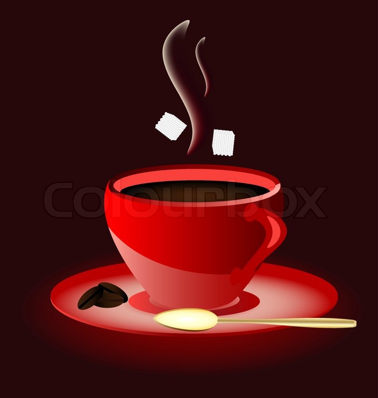 760x800 On A Dark Brown Background Hot Red Cup Of Coffee Stock Vector