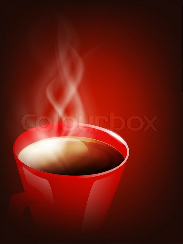 600x800 Red Cup Of Coffee With Steam Over Brown Background Stock Vector