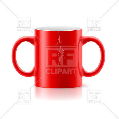 400x400 Red Mug With Two Handles On Each Side On White Background Vector
