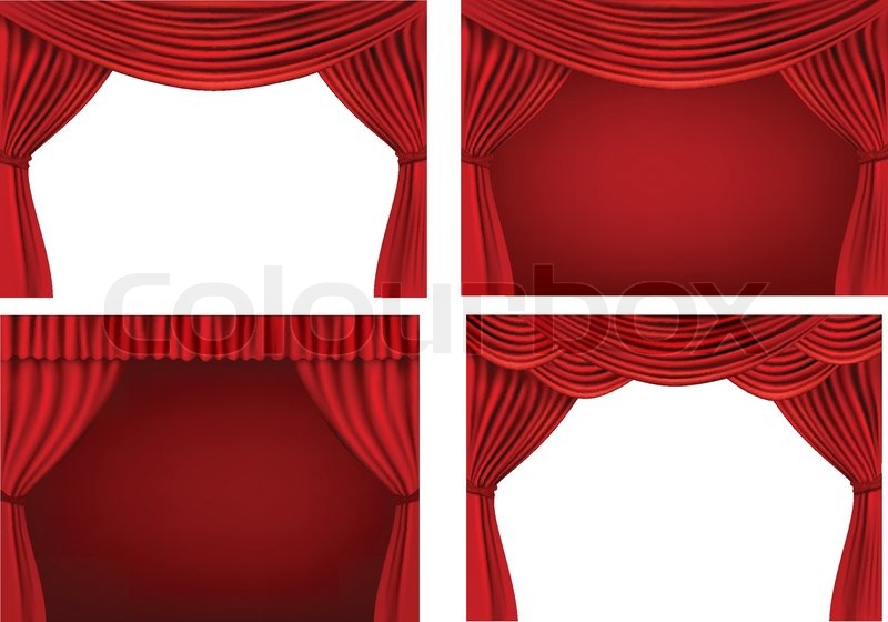 800x560 Four Backgrounds With Red Velvet Curtains. Vector Illustration