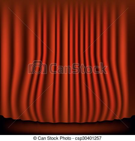 450x470 Theater Stage With Red Curtain. Vector Illustration.