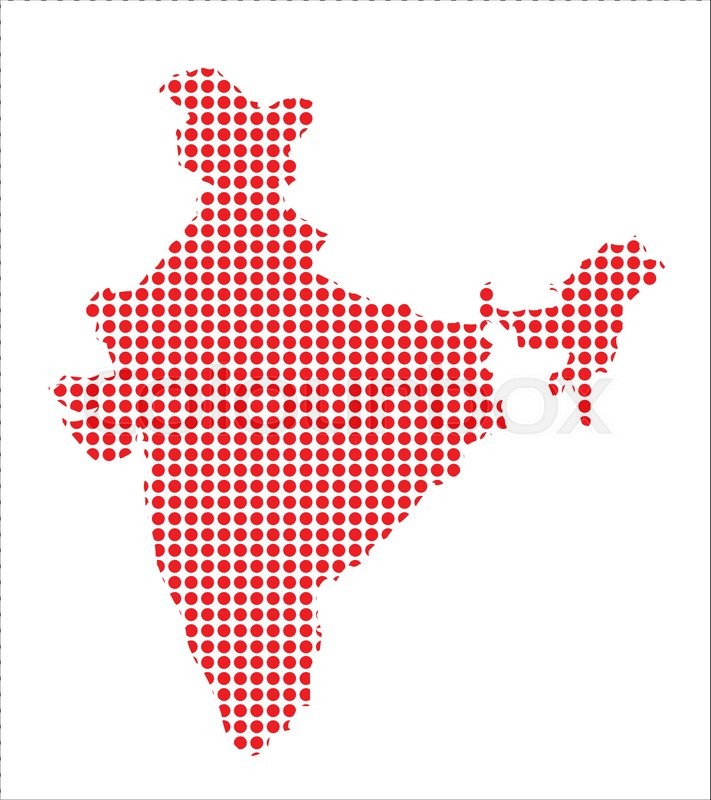 711x800 Map Of India Created From A Series Of Red Dots Stock Vector