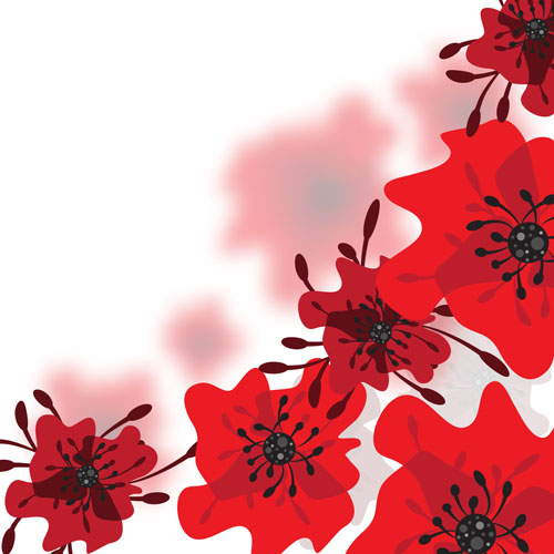 500x500 Hand Drawn Red Flower Backgrounds Vector 02 Free Download