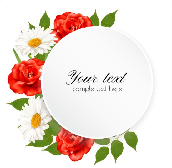 550x537 Nature Summer Card With Red Flowers Vector Free Download