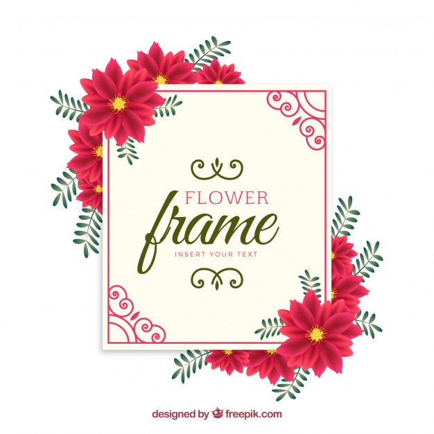 626x626 Red Flower Frame Background Vector Free Download