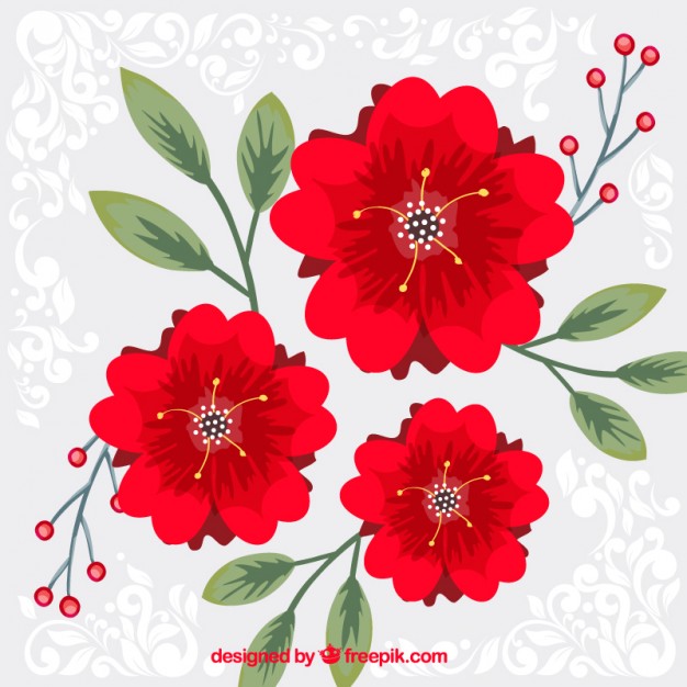626x626 Red Flowers Background Vector Free Download