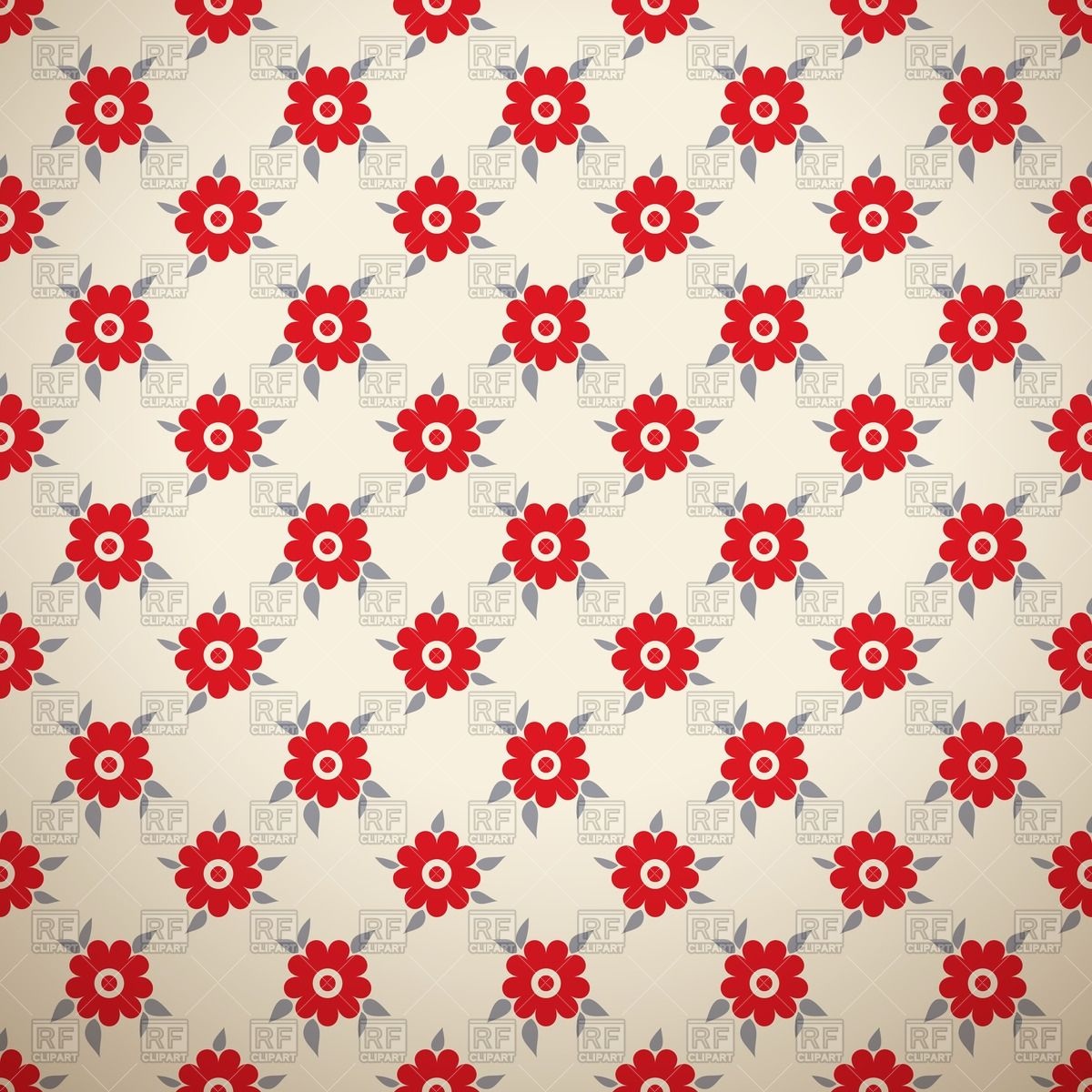 1200x1200 Seamless Floral Pattern With Red Flowers Vector Image Vector