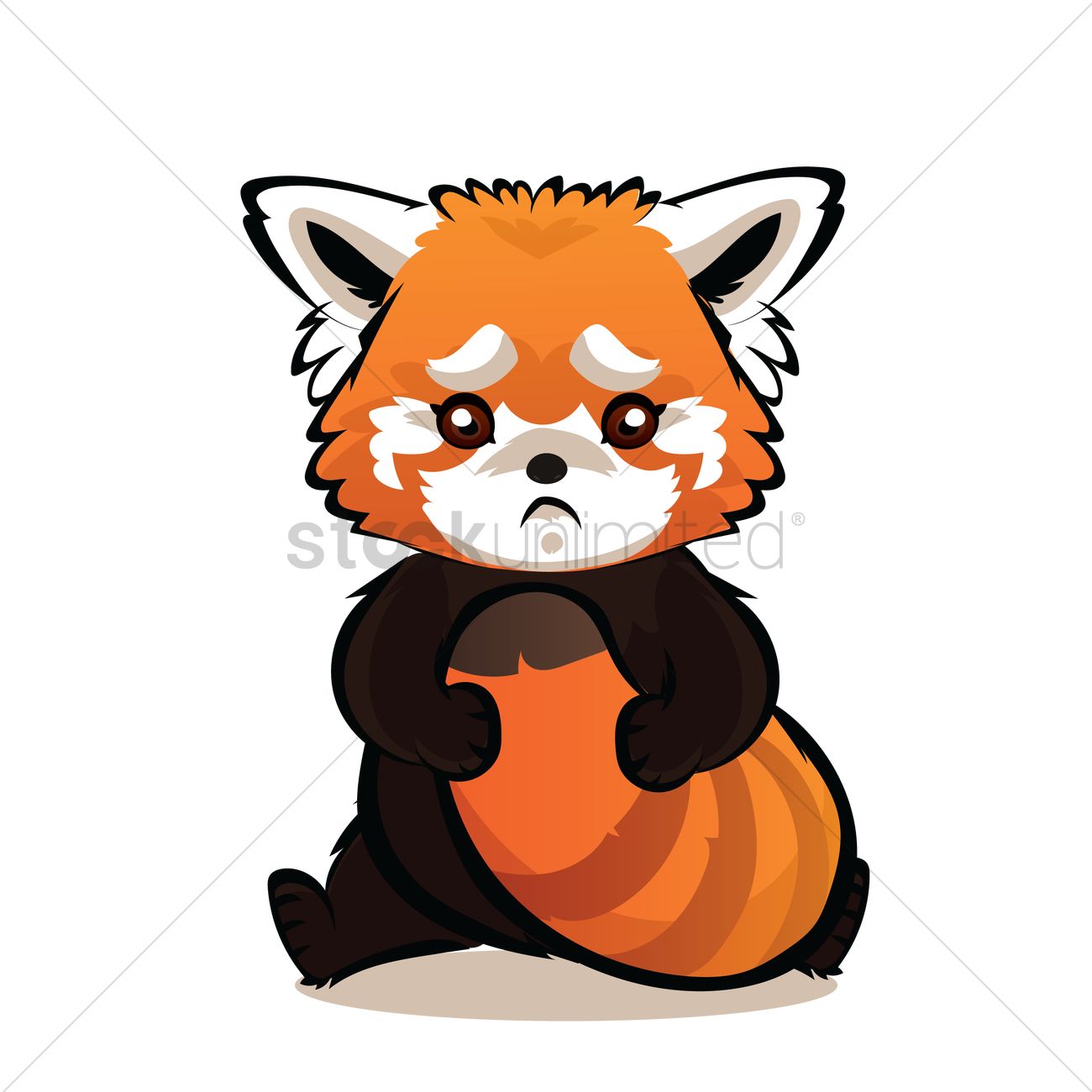 1300x1300 Cartoon Red Panda Feeling Sad Vector Image