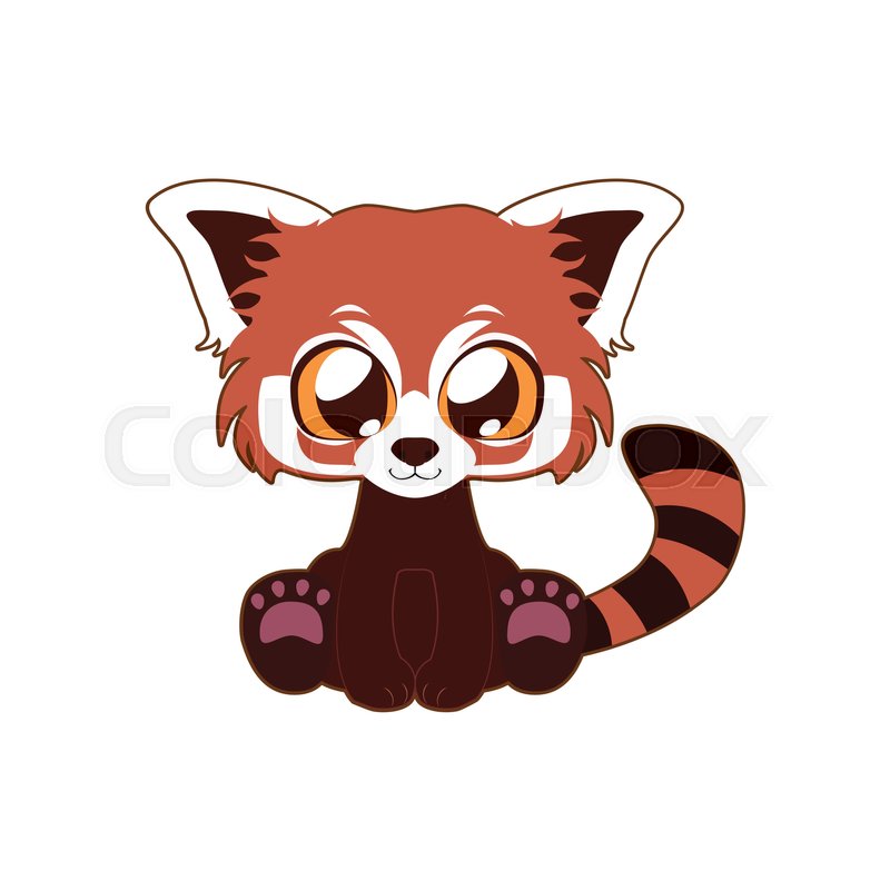 800x800 Cute Red Panda Vector Illustration Art In Flat Color Stock