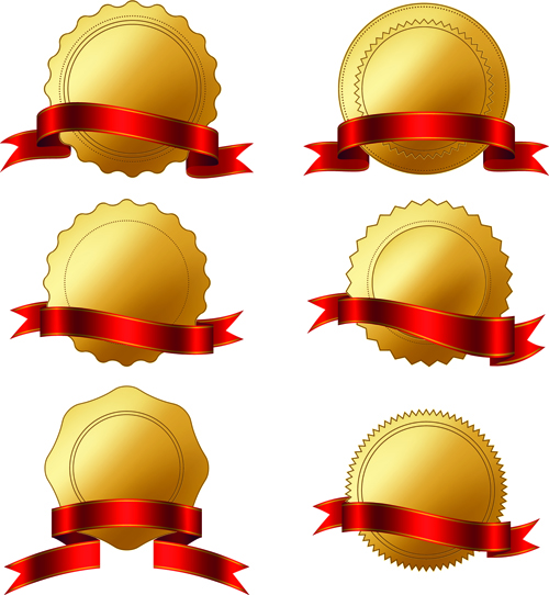 500x542 Golden Badge With Red Ribbon Vector Free Download