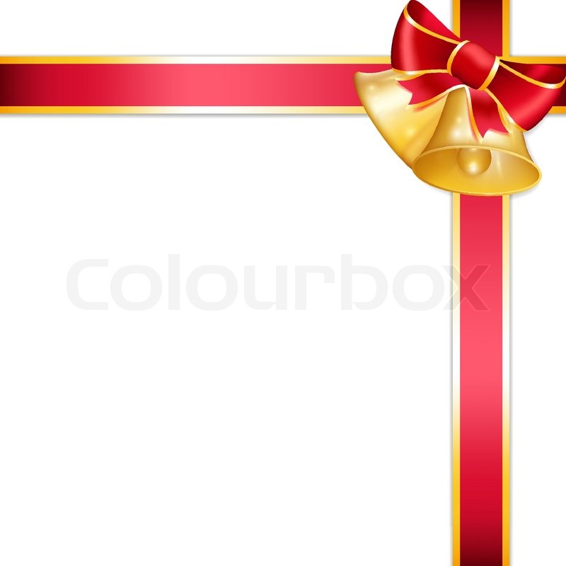 800x800 Golden Bell And Red Ribbon Vector Illustration Stock Vector