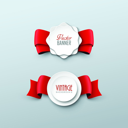 500x499 Paper Labels And Red Ribbon Vector Free Vector In Adobe