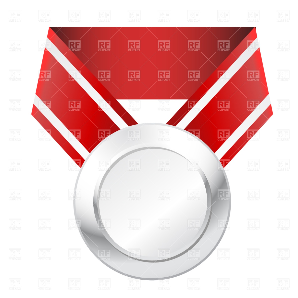1200x1200 Silver Medal With Red Ribbon Vector Image Vector Artwork Of