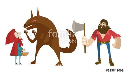 500x293 Little Red Riding Hood With Big Bad Wolf And Lumberjack Hunter