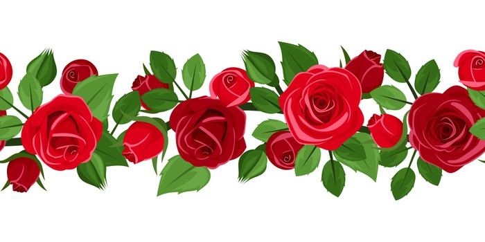 700x350 Horizontal Seamless Background With Red Roses. Vector. Sticker