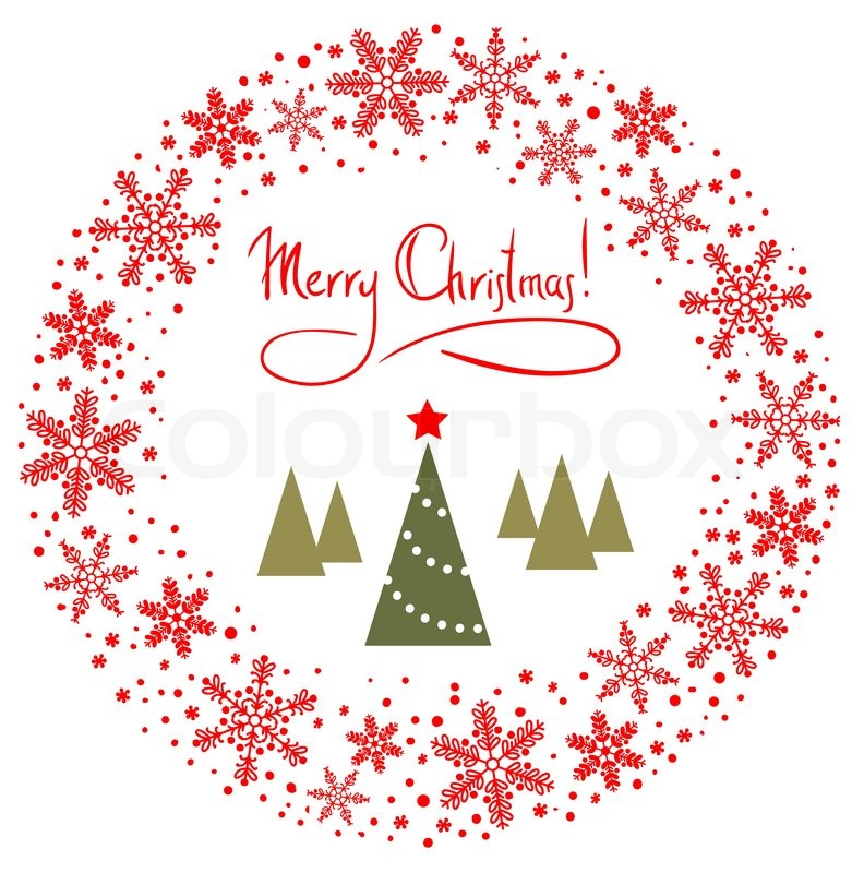 792x800 Vector Christmas Wreath With Tree And Red Star Stock Vector