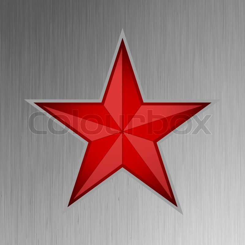 800x800 Vector Illustration Of A Red Star On Steel Background Stock