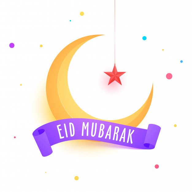 626x626 Crescent Moon With Purple Ribbon And Hanging Red Star Vector