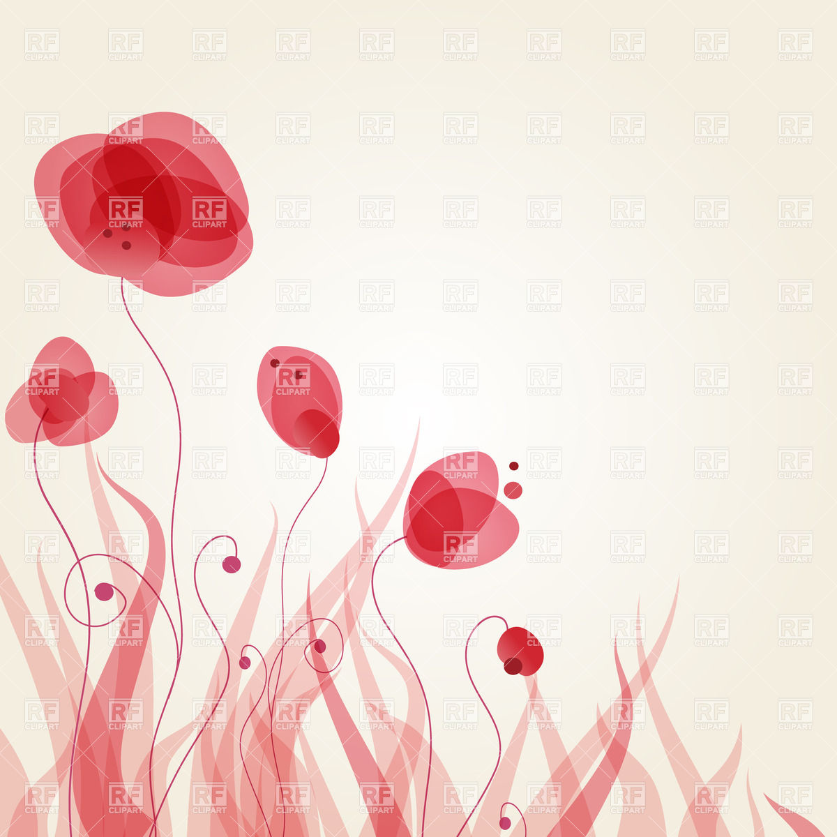 1200x1200 Red Transparent Grass And Flowers Vector Image Vector Artwork Of