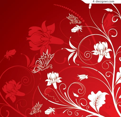 510x491 4 Designer Red Vector Butterfly And Pattern Material