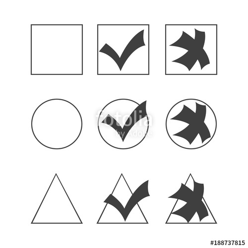 500x500 Tick And Cross Test Signs Set, Check Marks Graphic Design. Yes Or