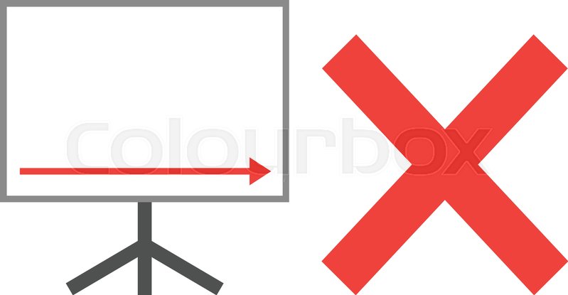 799x415 Vector White Board With Red Arrow Pointing Right Down With Red X