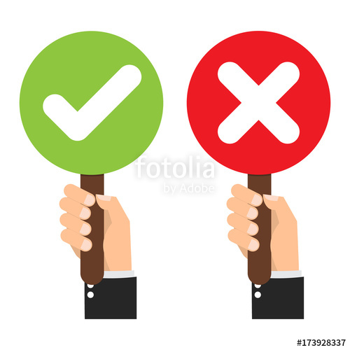 500x500 Businessman Hand Hold Signboard Green Check Mark And Red X Mark