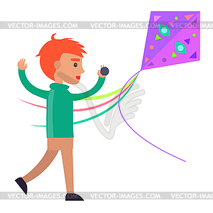 300x300 Redhead Boy Plays With Colorful Kite