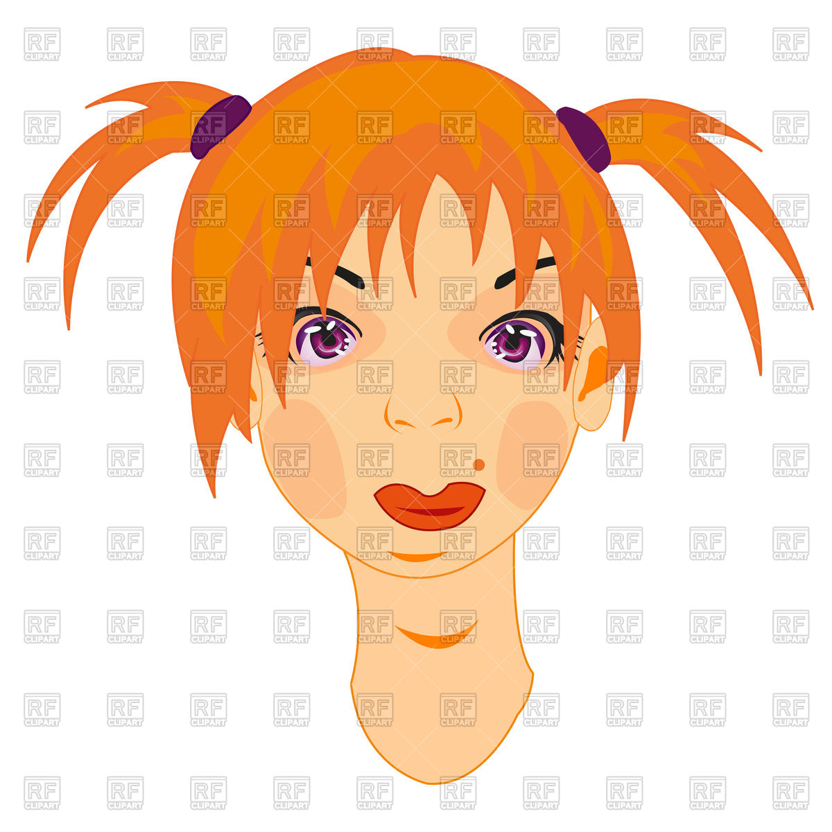 1200x1200 Redhead Girl Head With Hair Tails Vector Image Vector Artwork Of