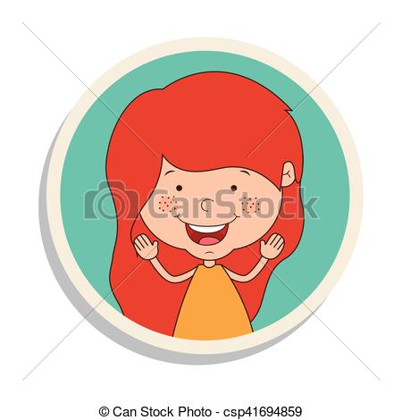 450x470 Round Frame And Girl Smiling And Redhead Vector Illustration.
