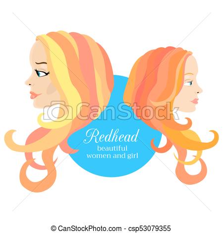 450x470 Vector Redhead Women. Vector Woman With Red And Curly Hair.