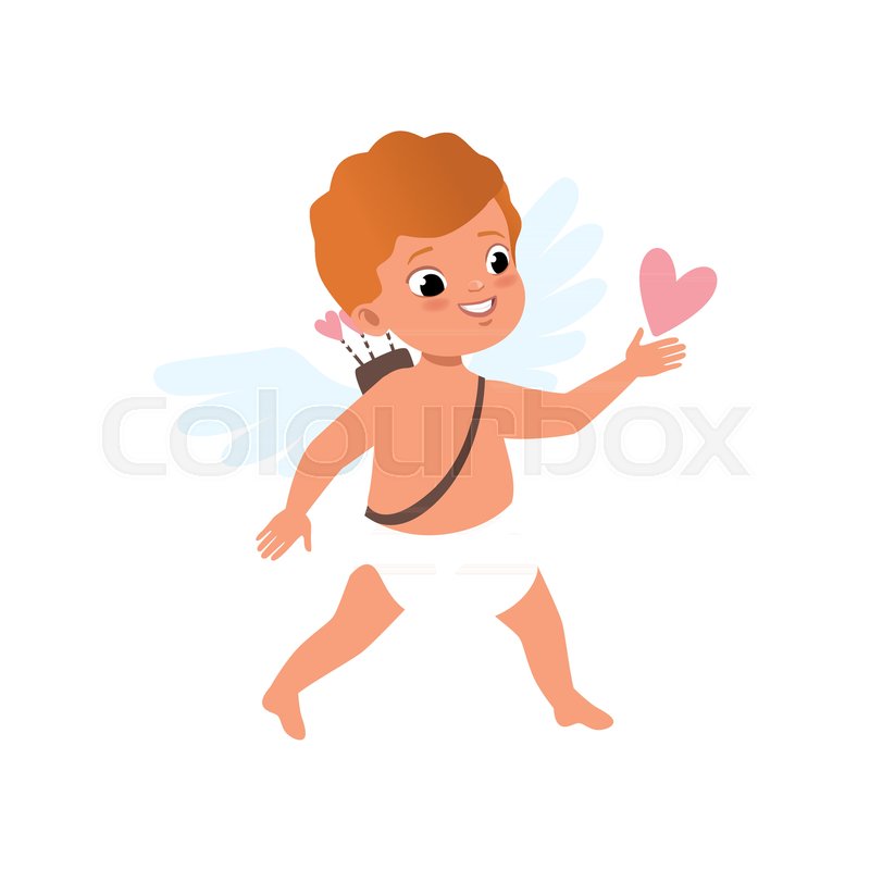 800x800 Cute Redhead Baby Cupid Character, Happy Valentines Day Concept