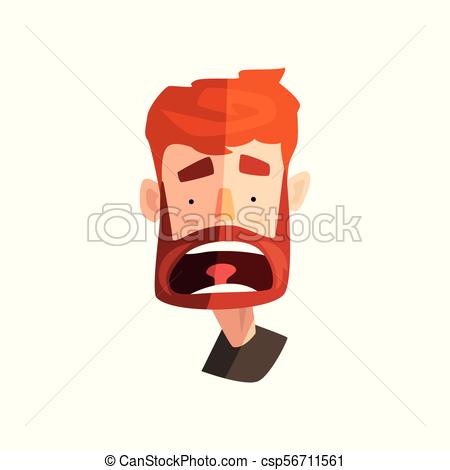 450x470 Frightened Redhead Bearded Man, Male Emotional Face, Avatar With
