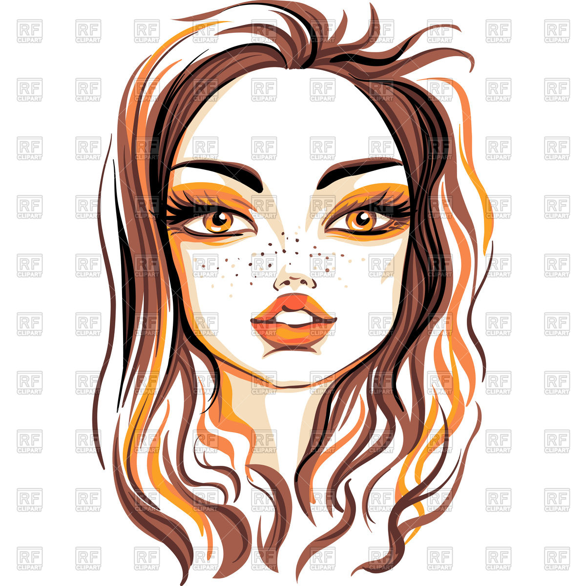 1200x1200 Hand Drawn Beautiful Redhead Girl Vector Image Vector Artwork Of
