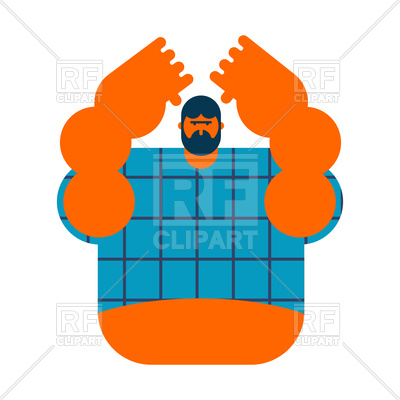400x400 Redneck. Angry Bearded Man In Shirt. Aggressive Guy Vector Image