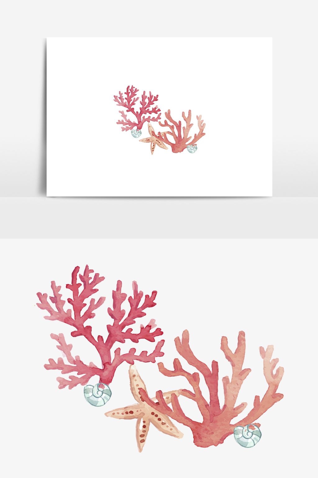 1024x1540 Cute Minimalistic Watercolor Ink Underwater Coral Reef Vector